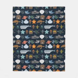 Ocean Inhabitants Pattern 1 Fleece Blanket