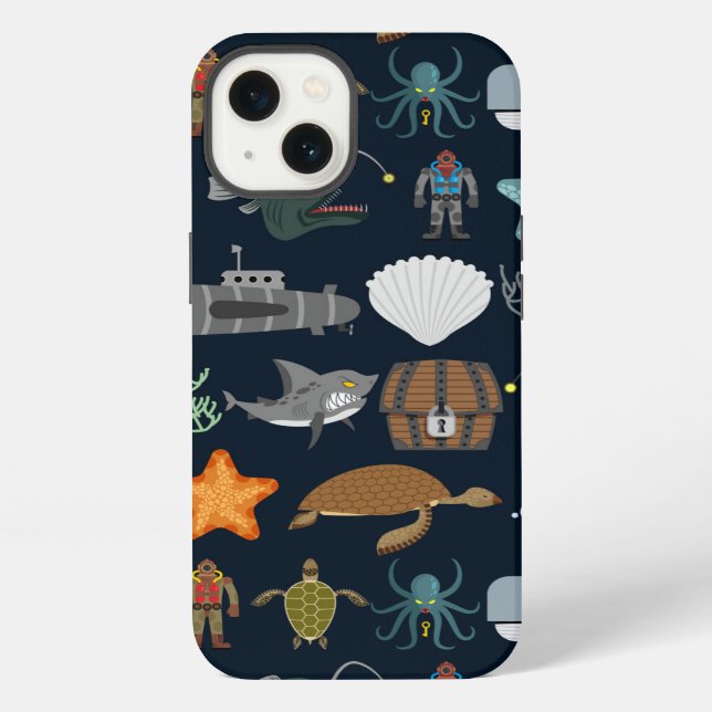 Ocean Inhabitants Pattern 1 iPhone Case (Back)