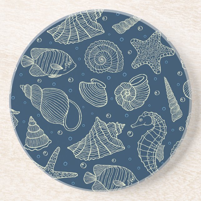 Ocean Inhabitants Pattern 2 Coaster (Front)