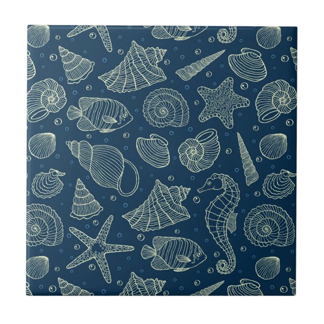 Ocean Inhabitants Pattern 2 Tile (Front)