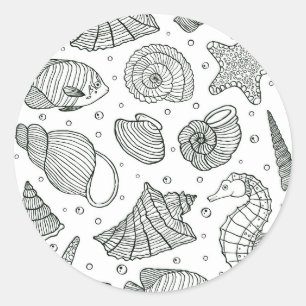 Ocean Inhabitants Pattern 3 Classic Round Sticker