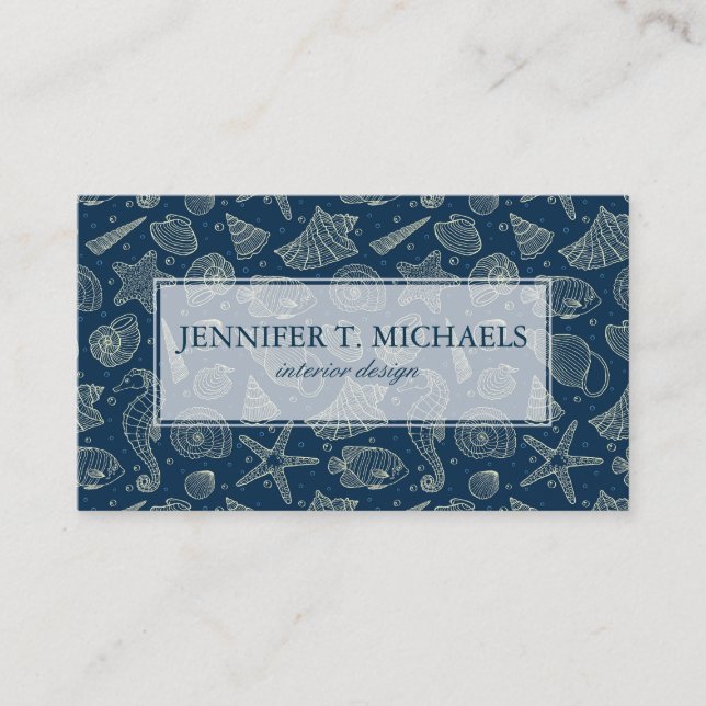Ocean Inhabitants Pattern Business Card (Front)