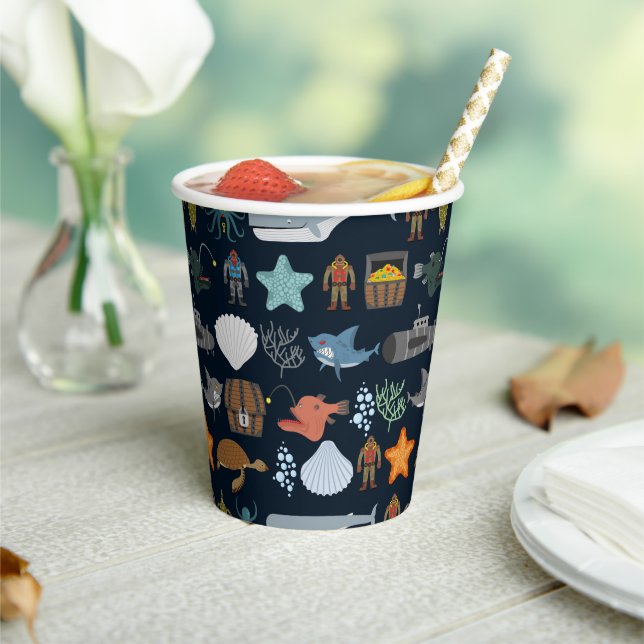 Ocean Inhabitants Pattern Paper Cups (Insitu)