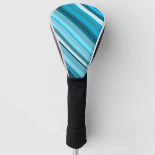 Ocean-Inspired Blue/Teal/Aqua Stripes Golf Head Cover
