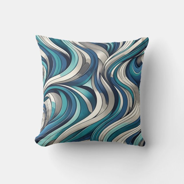 Ocean-Inspired Wave Pattern Cushion (Front)