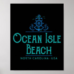 Ocean Isle Beach North Carolina Nautical Design Poster