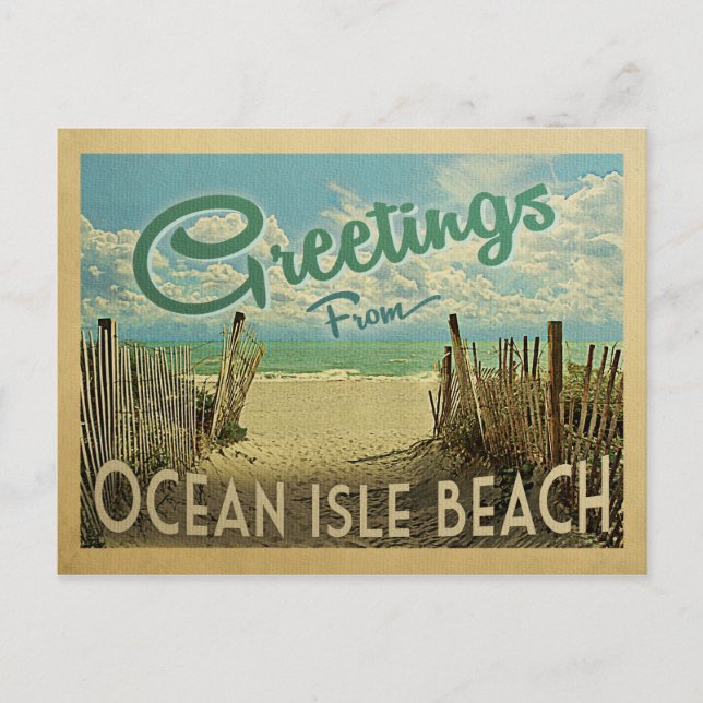 Ocean Isle Beach Vintage Travel Postcard (Front)