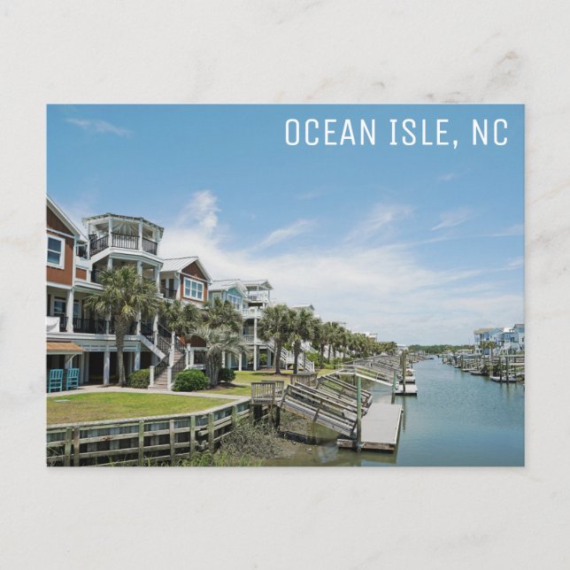 Ocean Isle North Carolina Canal Homes Travel Postcard (Front)