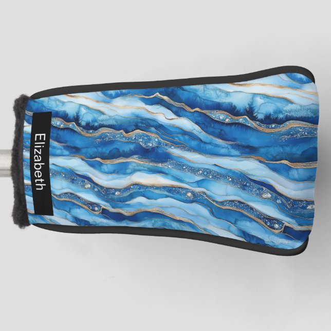 Ocean Jeweled Agate Personalized Golf Head Cover (Front)