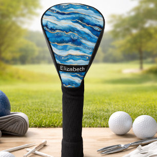 Ocean Jewelled Agate Personalised Golf Head Cover