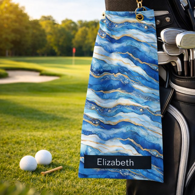 Ocean Jewelled Agate Personalised Golf Towel (Creator Uploaded)