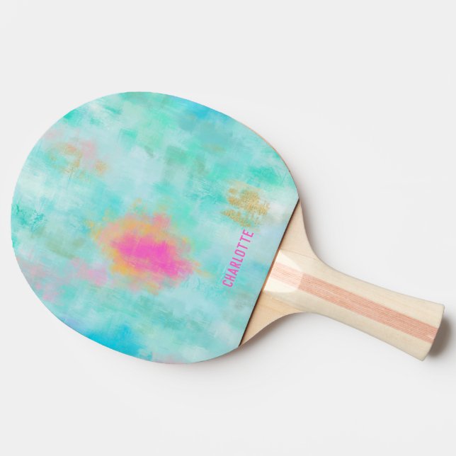 Ocean Joyride - Blue Turquoise Abstract Art  Ping Pong Paddle (Side)