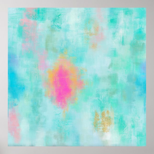 Ocean Joyride -  Blue Turquoise Abstract Art Poster (Front)