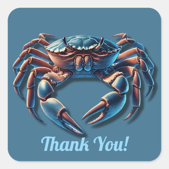 Ocean King Crab Thank You Square Sticker (Front)