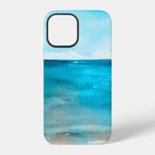 Ocean landscape. Beautiful watercolor hand paintin iPhone 12 Case