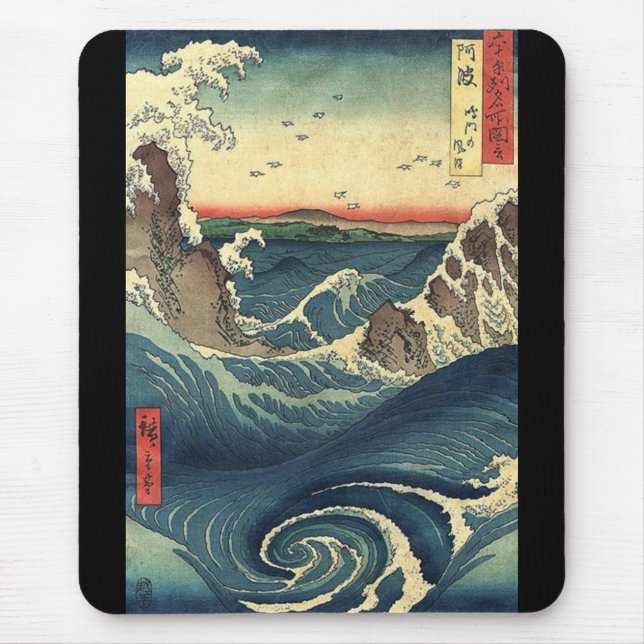ocean landscape japanese Ukiyo-e great wave Mouse Pad (Front)