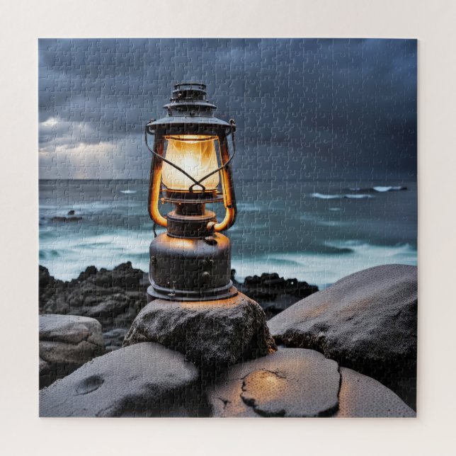 Ocean Lantern On Rocks Jigsaw Puzzle (Vertical)