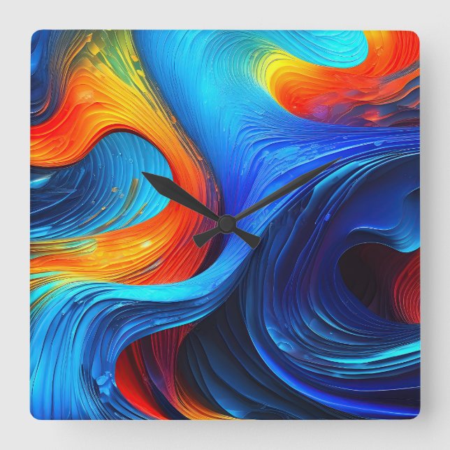 Ocean Lava "Astralsurge" Square Wall Clock (Front)