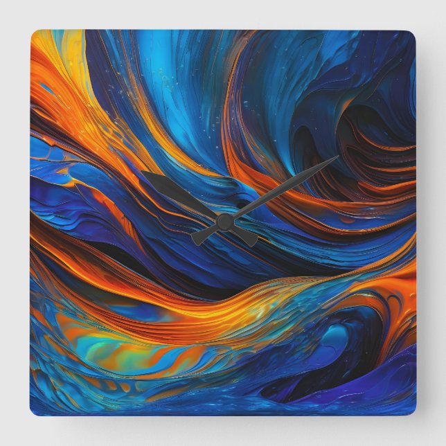 Ocean Lava "Astralswirl" Square Wall Clock (Front)