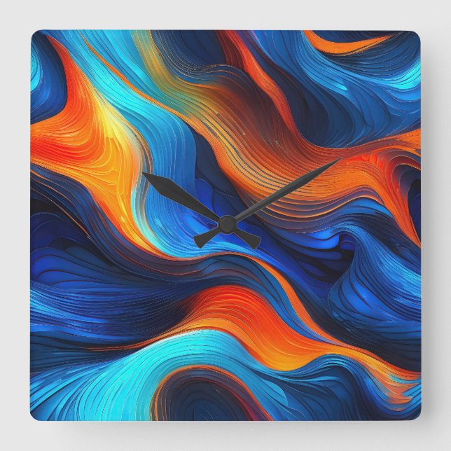 Ocean Lava "Oceanforge" Square Wall Clock (Front)
