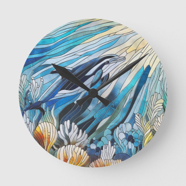 Ocean Life - Digital Art Mosaic Round Clock (Front)