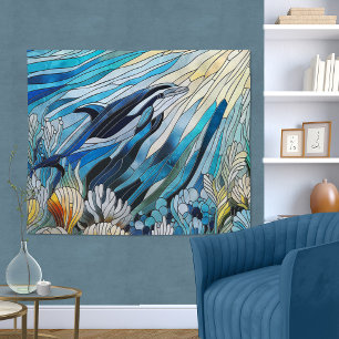 Ocean Life - Digital Art Mosaic Tapestry