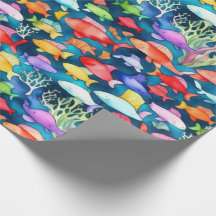 Ocean life fish corals summer vibes Wrapping Paper