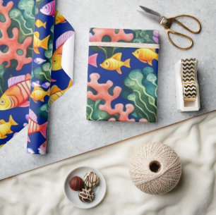 Ocean life fish corals summer vibes Wrapping Paper