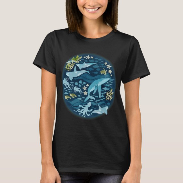 Ocean life in turquoise T-Shirt (Front)