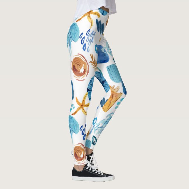 Ocean Life Seamless Pattern Leggings (Right)