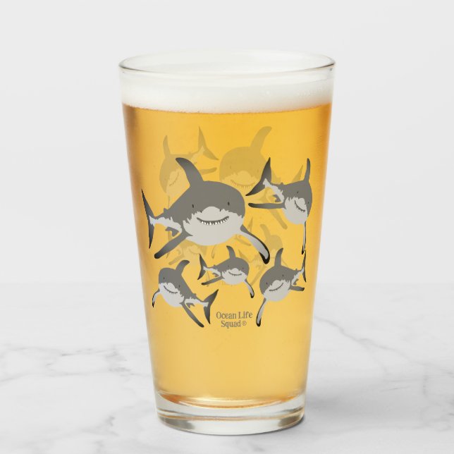 Ocean Life Squad® Shark Design for Ocean Lovers Glass (Front Filled)