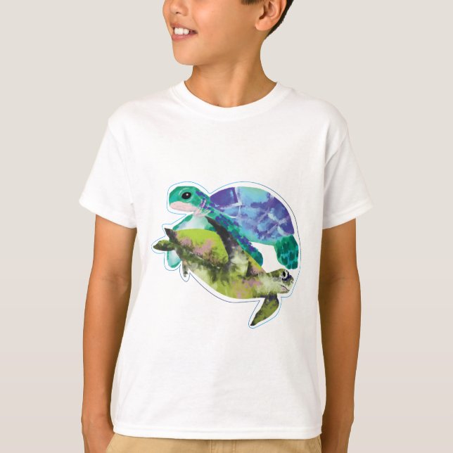 Ocean Life Turtles Swimming Graphic T-Shirt (Front)