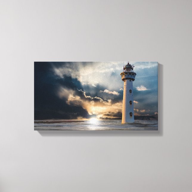Ocean Lighthouse Daybreak Canvas Print (Front)