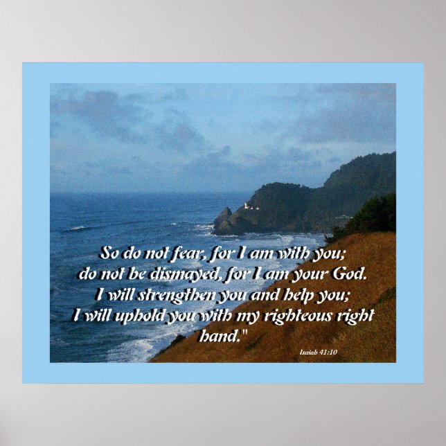 Ocean Lighthouse Isaiah 41:10 Print (Front)
