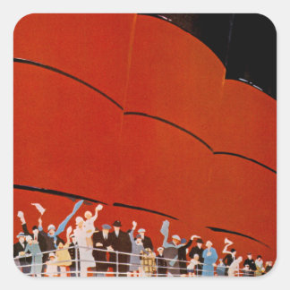 Ocean Liner Bon Voyage Square Sticker