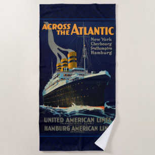 OCEAN LINER EUROPE AMERICA BEACH TOWEL