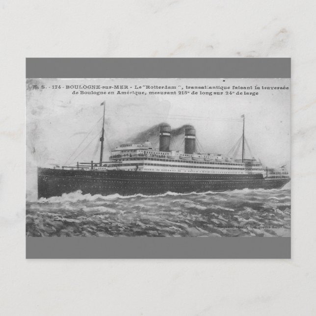 Ocean liner Rotterdam 1910 Postcard (Front)