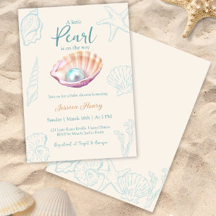 Ocean Little Pearl On the Way Baby Shower Invitation