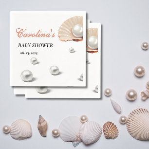 ocean little pearl under the sea baby shower napkin