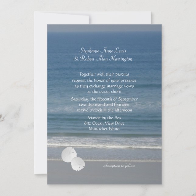 Ocean Love, Sand Dollar Wedding Invitation (Front)