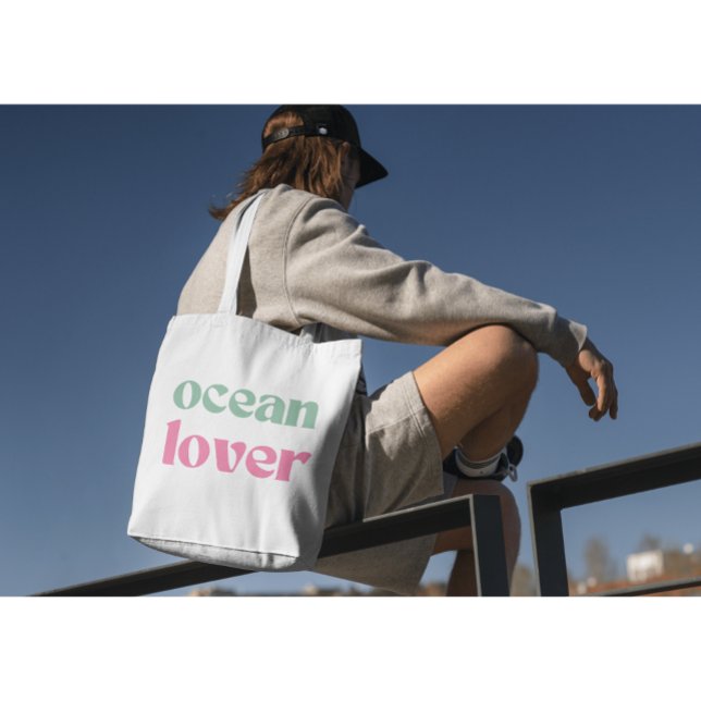 Ocean Lover Cute Feminine Mint Green and Pink Tote Bag (Creator Uploaded)