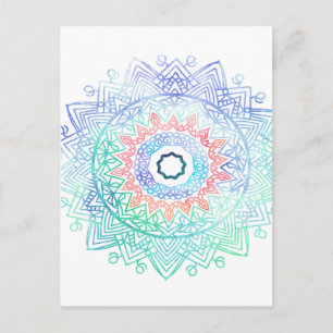 Ocean-madala. aqua blue pink postcard