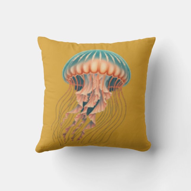 Ocean Magic Jellyfish Throw Pillow (Back)