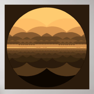 Ocean Mandala. Fractal Landscape print. Poster