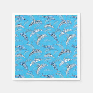 Ocean Marine Animals Dolphins Marlins Napkin