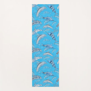 Ocean Marine Animals Dolphins Marlins Yoga Mat