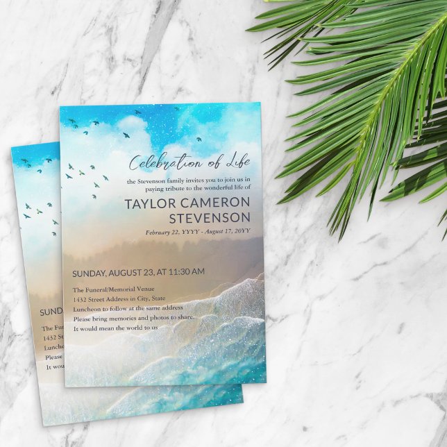 Ocean Meets Sky Celebration of Life Invitation (Creator Uploaded)