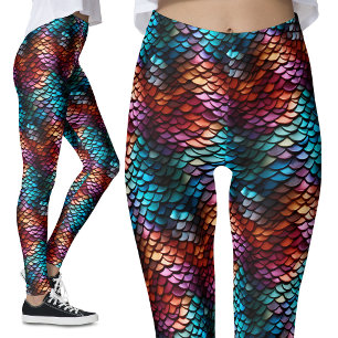 Ocean Mermaid Tail Scales Fish Costume Party Leggings