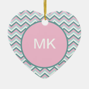 Ocean Mist Chevron Pattern Ceramic Tree Decoration