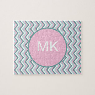 Ocean Mist Chevron Pattern Jigsaw Puzzle